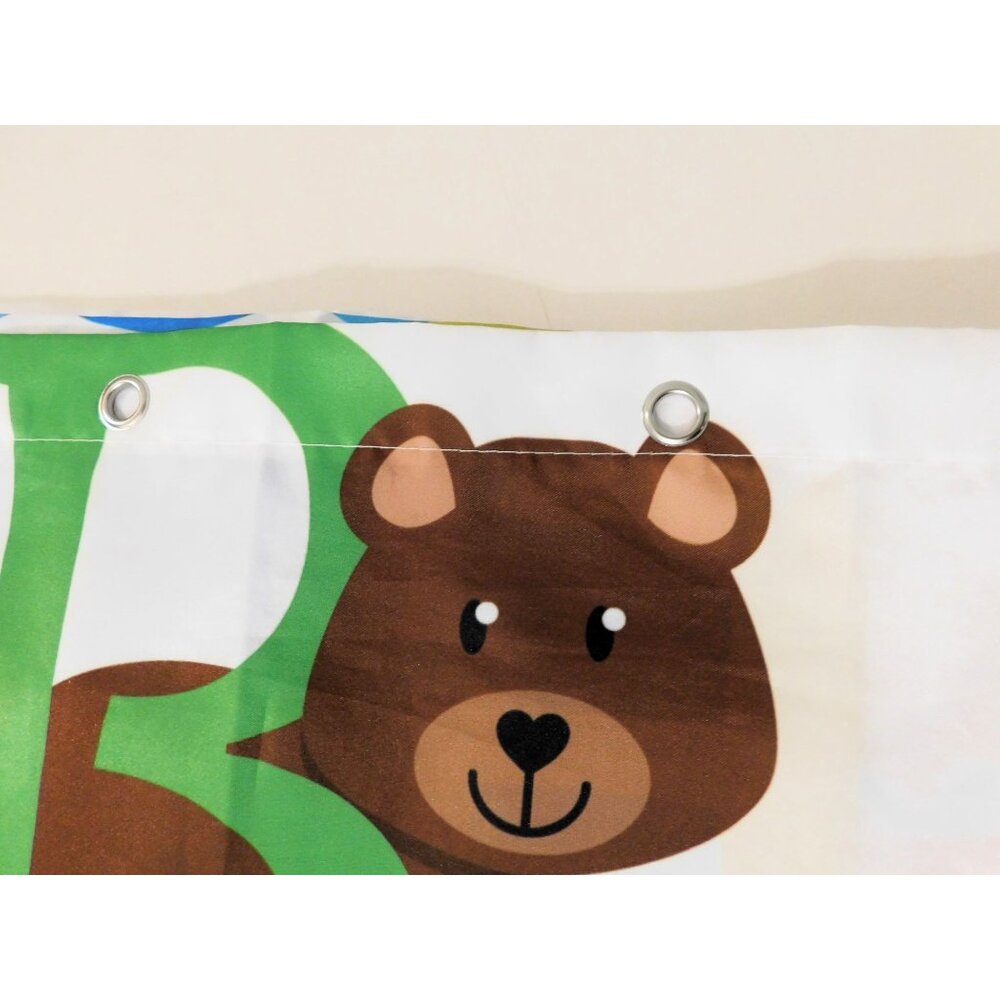 Kids Alphabet Numbers Shower Curtain 71 x 71 Animals ABC Colorful White Cute - Picture 9 of 9